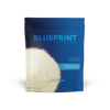 Blue package of Blueprint Bryan Johnson Collagen Peptides with white powder visible on a white background