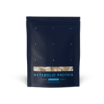 Dark blue package of Metabolic Protein on a white background 