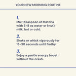 Instructions for making a matcha drink with text on a white background