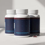 Three bottles of Blueprint Advanced Antioxidants supplement in a three-pack