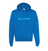 A blue hoodie with the word 'BLUEPRINT' written across the front in capital letters.