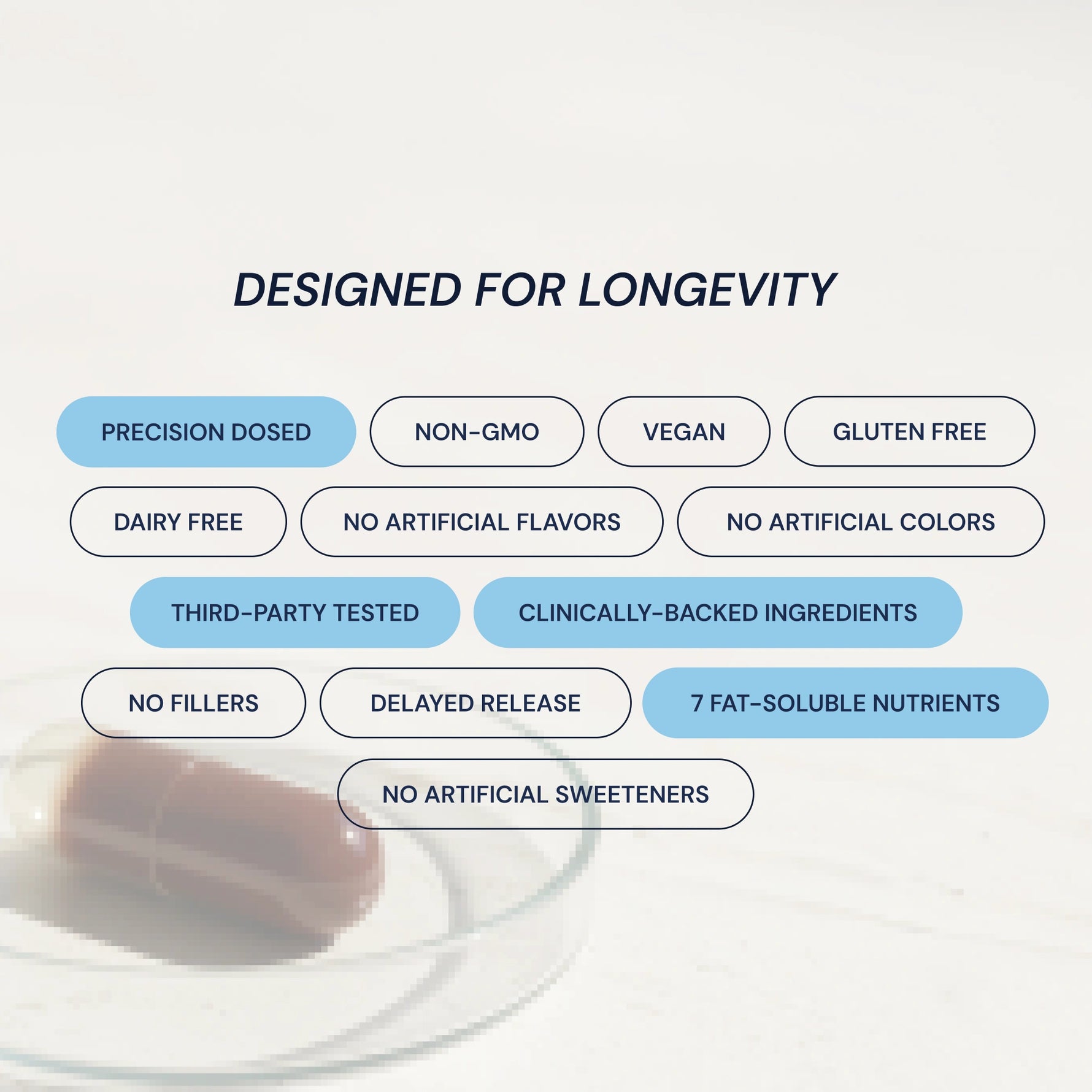 Product label with health benefits on a white background