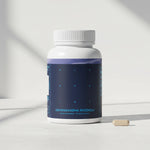 Supplement bottle labeled 'ASHWAGANDHA RHODIOLA' on a light background