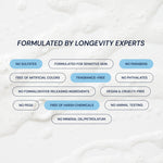 Product packaging with health and wellness features listed on a light background