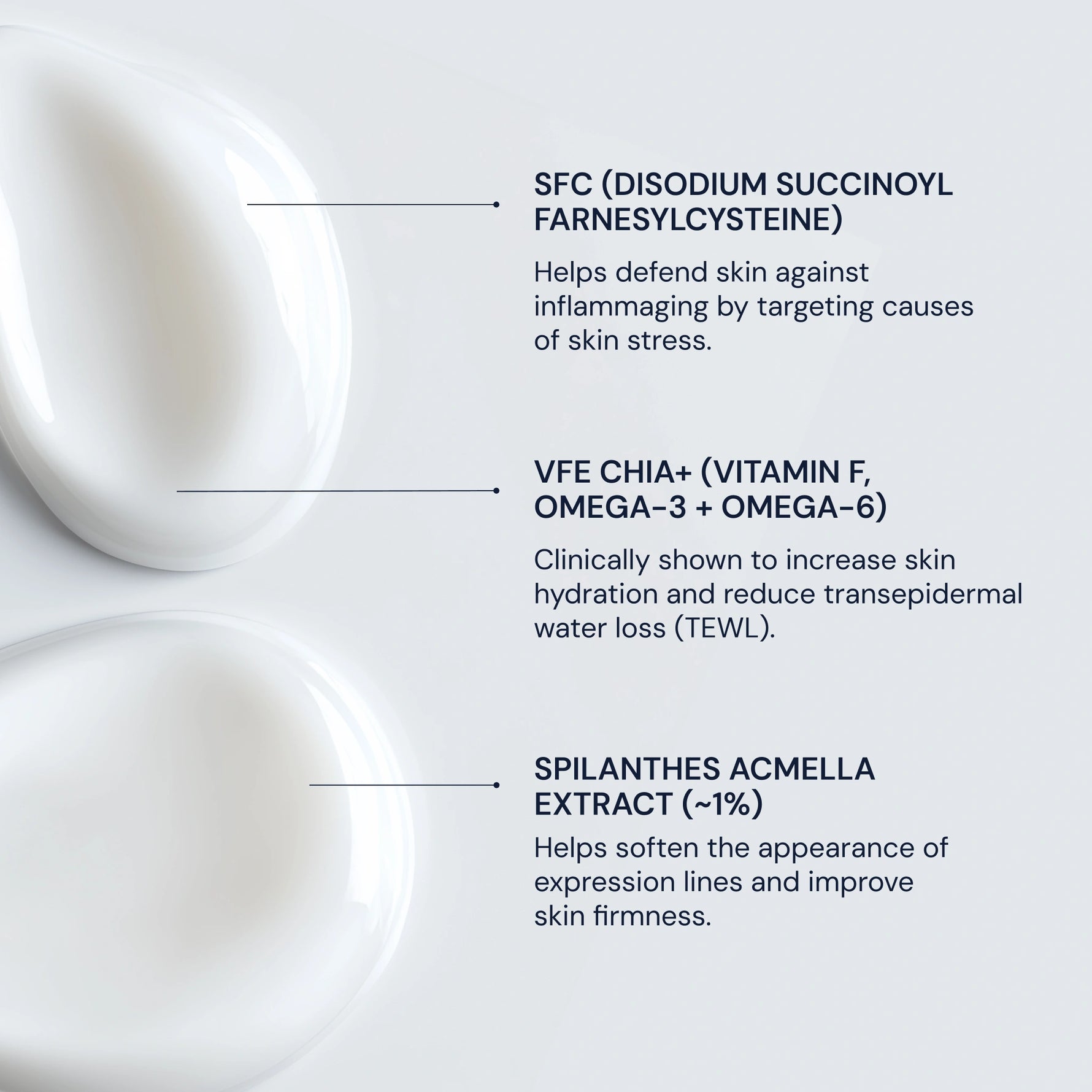 Text detailing skincare ingredients with a white background