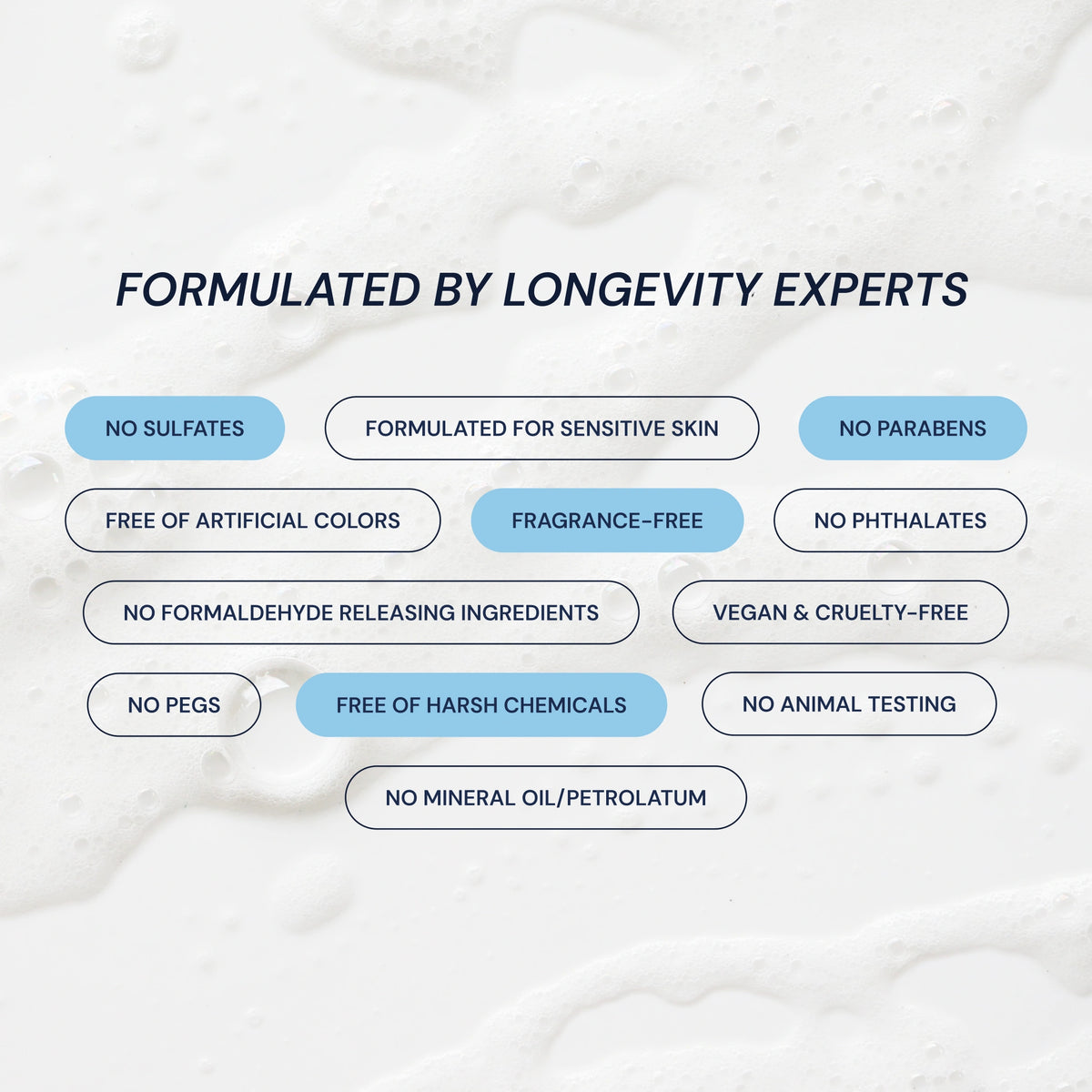 Product packaging with health and wellness features listed on a light background