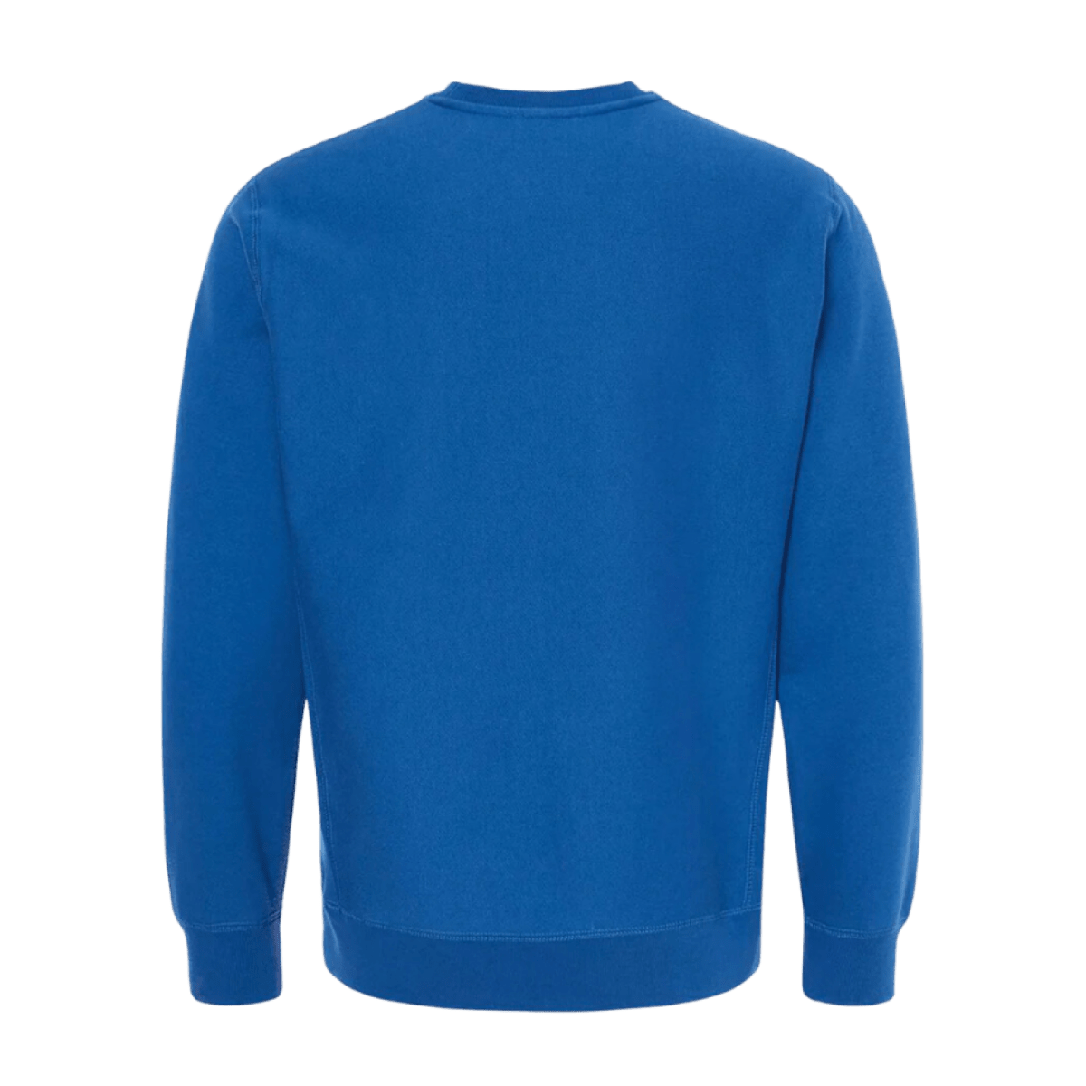 Back of  blue crewneck sweatshirt 