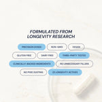 Blueprint Essential Capsules formulated from longevity research: precision dosed, non-GMO, vegan, third-party tested