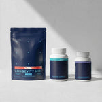 Longevity Mix package with two bottles on a light gray background
