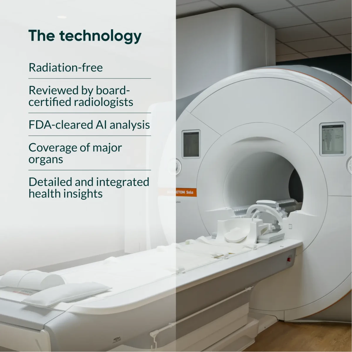 Radiation-free whole-body MRI scanner with FDA-cleared AI analysis for early disease detection