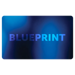 A gift card with a blue color gradient and the word 'BLUEPRINT' in capital letters.