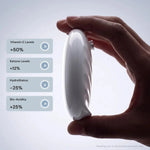 Hand holding the U-Scan reader showing vitamin C, ketone, hydration and bio-acidity results