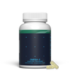 Omega-3 supplement bottle with capsules on a white background