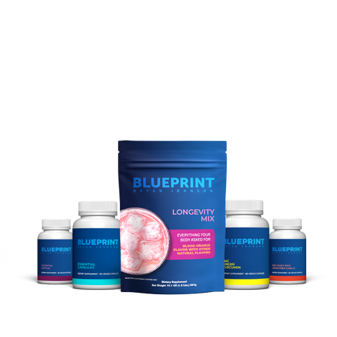 Augment your health and abilities with the power of 51 potent health interventions. The world's ultimate health Supplement Stack, formulated by Blueprint Bryan Johnson, is meticulously crafted to optimize your well-being and vitality