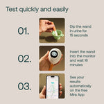 Three steps to test with the Mira Ultra4 wand and read results in the free Mira app