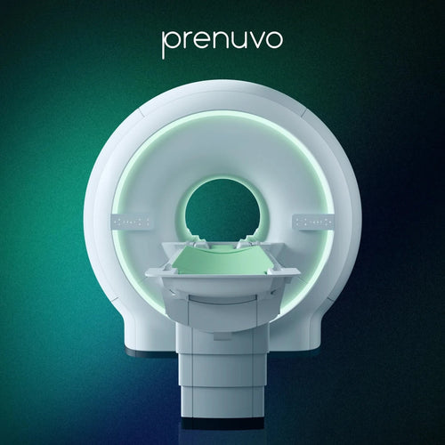 Prenuvo full-body MRI scanner against a teal background, a preventive health screening tool for longevity